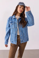 Kadın Maya Sky Blue Jean Ceket %100 Pamuk - Sky Blue