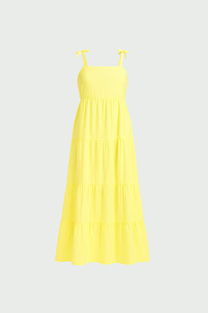 Kadın Mia Askılı Uzun Elbise %100 Pamuk - Sarı