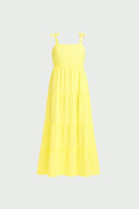 Kadın Mia Askılı Uzun Elbise %100 Pamuk - Sarı