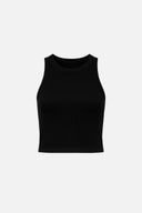 Kadın Mia Bisiklet Yaka Basic Triko Crop Top - Siyah