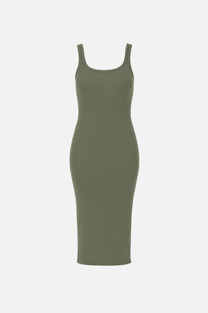 Kadın Midi Boy Büzgü Detaylı Penye Elbise - Ada Çayı