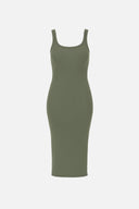 Kadın Midi Boy Büzgü Detaylı Penye Elbise - Ada Çayı