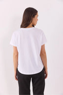 Mini Vena Logo Baskılı Regular Fit Tişört-Beyaz