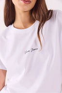 Mini Vena Logo Baskılı Regular Fit Tişört-Beyaz