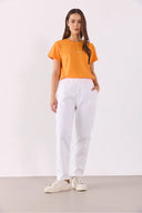 Kadın Mini Vena Logo Baskılı Regular Fit Tişört %100 Pamuk - Turuncu