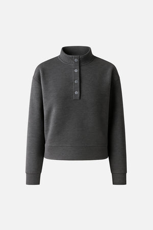 Kadın Molly Yakası Çıt Çıtlı Sweatshirt - Antrasit