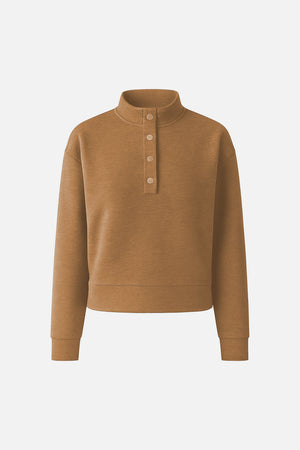 Kadın Molly Yakası Çıt Çıtlı Sweatshirt - Taba