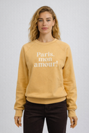 Kadın Mon Amour Baskılı Sweatshirt %100 Pamuk - Sarı