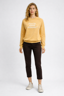 Kadın Mon Amour Baskılı Sweatshirt %100 Pamuk - Sarı