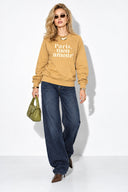 Kadın Mon Amour Baskılı Sweatshirt %100 Pamuk-Sarı