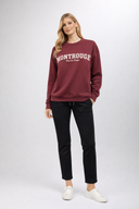Kadın Montrouge Süzene Nakışlı Sweatshirt %100 Pamuk - Bordo