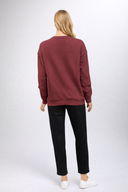 Kadın Montrouge Süzene Nakışlı Sweatshirt %100 Pamuk - Bordo