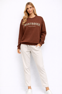 Kadın Montrouge Süzene Nakışlı Sweatshirt %100 Pamuk - Kahverengi