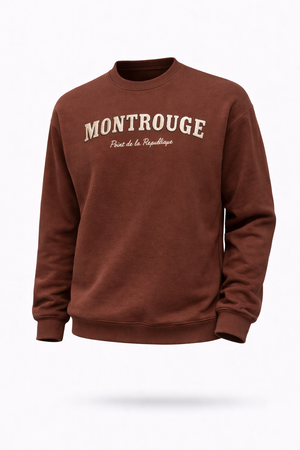 Kadın Montrouge Süzene Nakışlı Sweatshirt %100 Pamuk - Kahverengi
