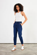 Norah Blue Black Beli Lastikli Jean Pantolon(TENCEL)(TM)-Blue Black