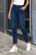 Kadın Norah Blue Black Beli Lastikli Lyocell Jean Pantolon-Blue Black
