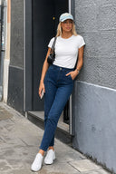 Kadın Norah Blue Black Beli Lastikli Lyocell Jean Pantolon-Blue Black