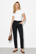 Kadın Norah Carbon Black Beli Lastikli Jean Pantolon-Carbon Black