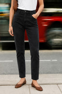 Kadın Norah Carbon Black Beli Lastikli Jean Pantolon-Carbon Black