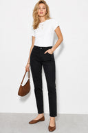 Kadın Norah Carbon Black Beli Lastikli Jean Pantolon-Carbon Black