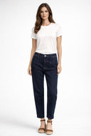 Kadın Norah Deep Dark Blue Beli Lastikli Jean Pantolon - Deep Dark Blue