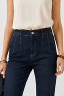 Kadın Norah Deep Dark Blue Beli Lastikli Jean Pantolon - Deep Dark Blue