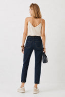 Kadın Norah Deep Dark Blue Beli Lastikli Jean Pantolon - Deep Dark Blue