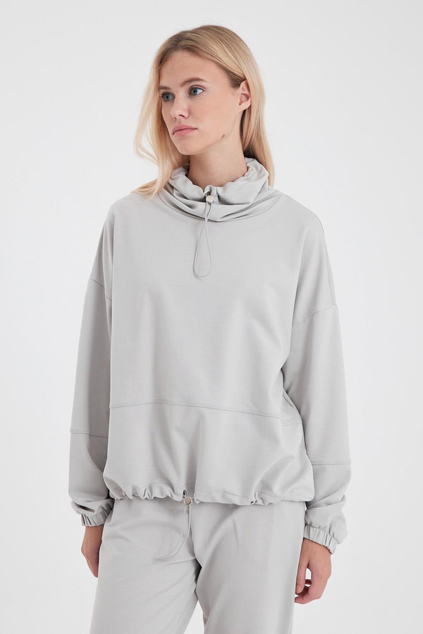 Norah Yakası Detaylı Regular Fit Sweatshirt - GRİ