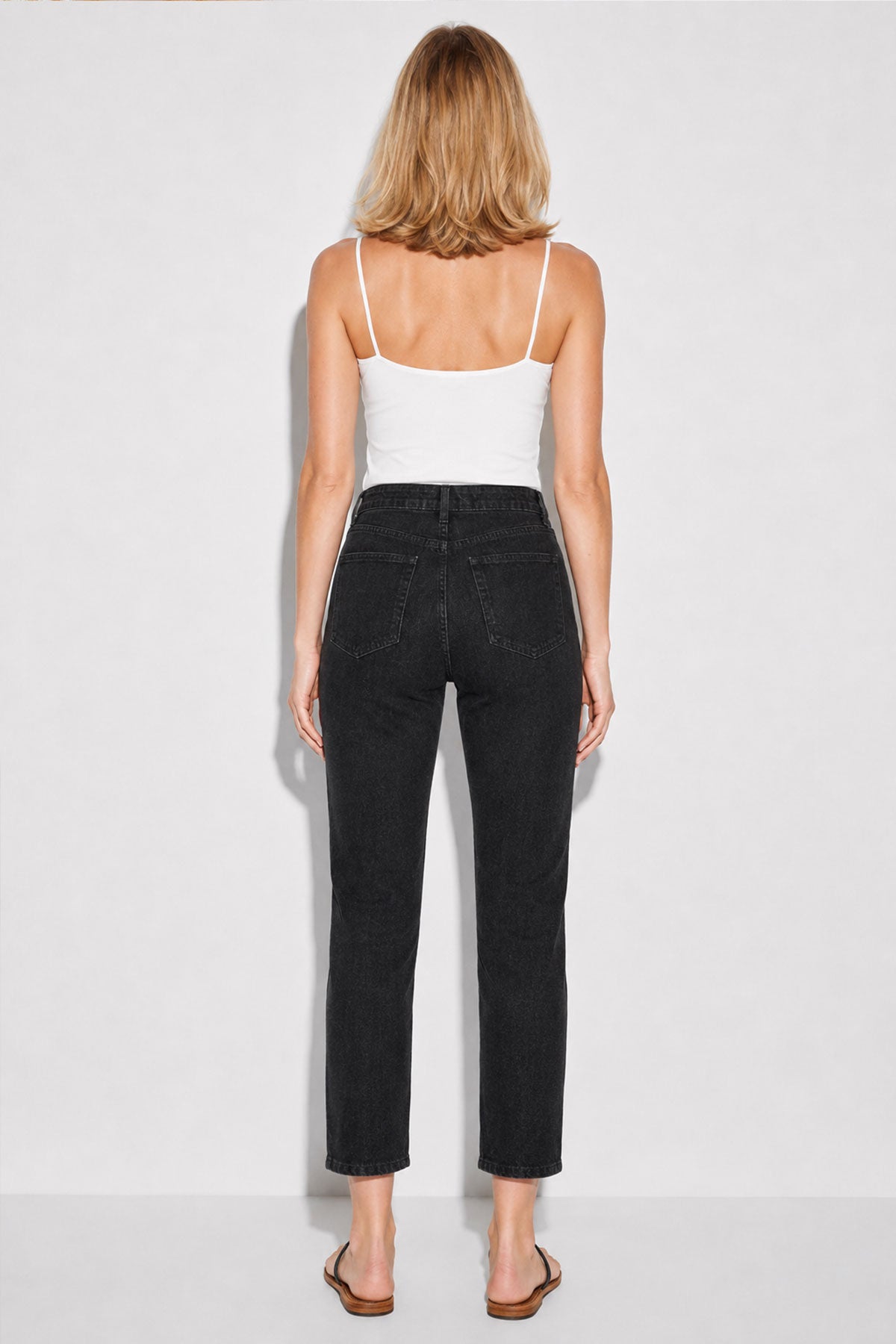 Norah Jet Black Beli Lastikli Kadın Jean Pantolon – Vena