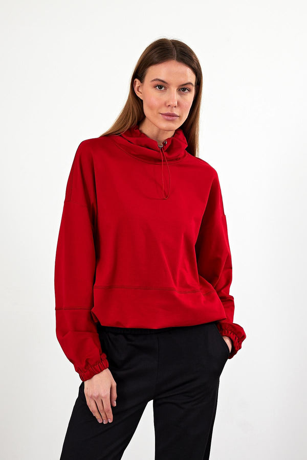 Kadın Norah Kırmızı Yakası Detaylı Regular Fit Sweatshirt