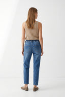Kadın Norah Med Blue Yıpratma Detaylı Beli Lastikli Jean Pantolon - Med Blue