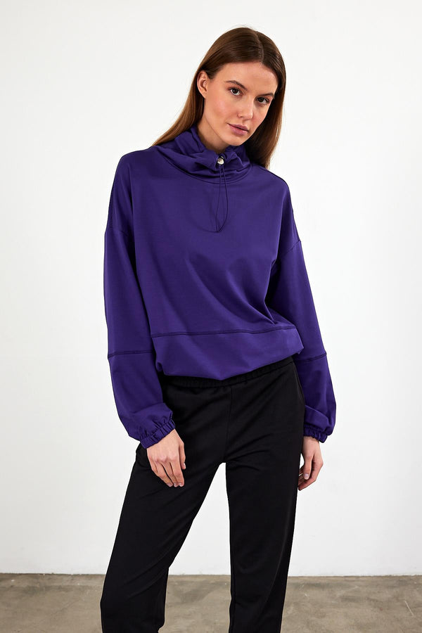 Kadın Norah Mor Yakası Detaylı Regular Fit Sweatshirt