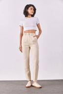 Norah Off White Beli Lastikli Jean Pantolon(TENCEL)(TM)-Off White