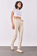 Norah Off White Beli Lastikli Jean Pantolon(TENCEL)(TM)-Off White