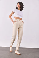 Norah Off White Beli Lastikli Jean Pantolon(TENCEL)(TM)-Off White