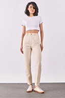 Norah Off White Beli Lastikli Jean Pantolon(TENCEL)(TM)-Off White