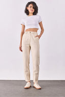 Norah Off White Beli Lastikli Jean Pantolon(TENCEL)(TM)-Off White