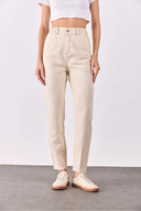 Norah Off White Beli Lastikli Jean Pantolon(TENCEL)(TM)-Off White