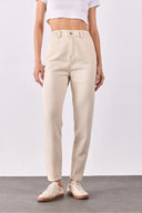 Norah Off White Beli Lastikli Jean Pantolon(TENCEL)(TM)-Off White