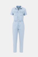 Kadın Norah Sky Blue Kısa Kollu Jean Tulum %100 Pamuk - Sky Blue