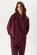 Kadın Norah Yakası Detaylı Regular Fit Sweatshirt - Bordo