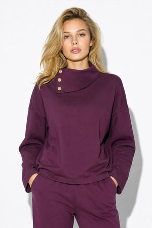 Kadın Norah Yakası Detaylı Regular Fit Sweatshirt-Mor