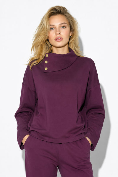 Kadın Norah Yakası Detaylı Regular Fit Sweatshirt-Mor