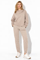 Kadın Norah Yakası Detaylı Regular Fit Sweatshirt-Vizon