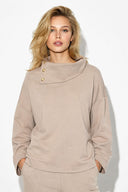 Kadın Norah Yakası Detaylı Regular Fit Sweatshirt-Vizon