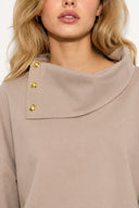 Kadın Norah Yakası Detaylı Regular Fit Sweatshirt-Vizon