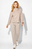 Kadın Norah Yakası Detaylı Regular Fit Sweatshirt-Vizon