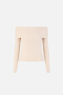 Kadın Omzu Açık Detaylı Triko - Krem