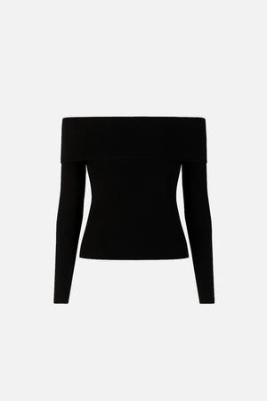 Kadın Omzu Açık Detaylı Triko - Siyah