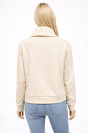 Kadın Önden Düğmeli Sweatshirt %100 Pamuk - Kemik